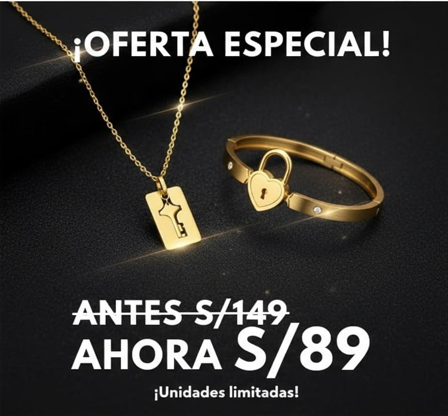 COLLAR LLAVE + PULSERA CORAZON❤️✨